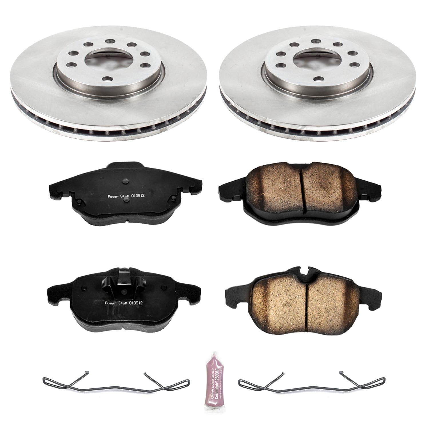 POWERSTOP Autospecialty KOE978 Front Replacement Brake Kit-OE Brake Rotors & Ceramic Brake Pads For Saab 9-3 2003-2011, Saab 9-3X 2010-2011 [Model Specific]
