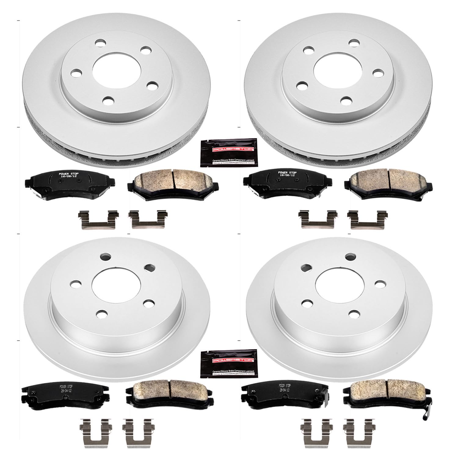 Power Stop Coated Brake Rotor & Ceramic Brake Pads CRK2554- front & rear For Buick Century, Buick Regal, Oldsmobile Intrigue, Pontiac Grand Prix [Model Specific]