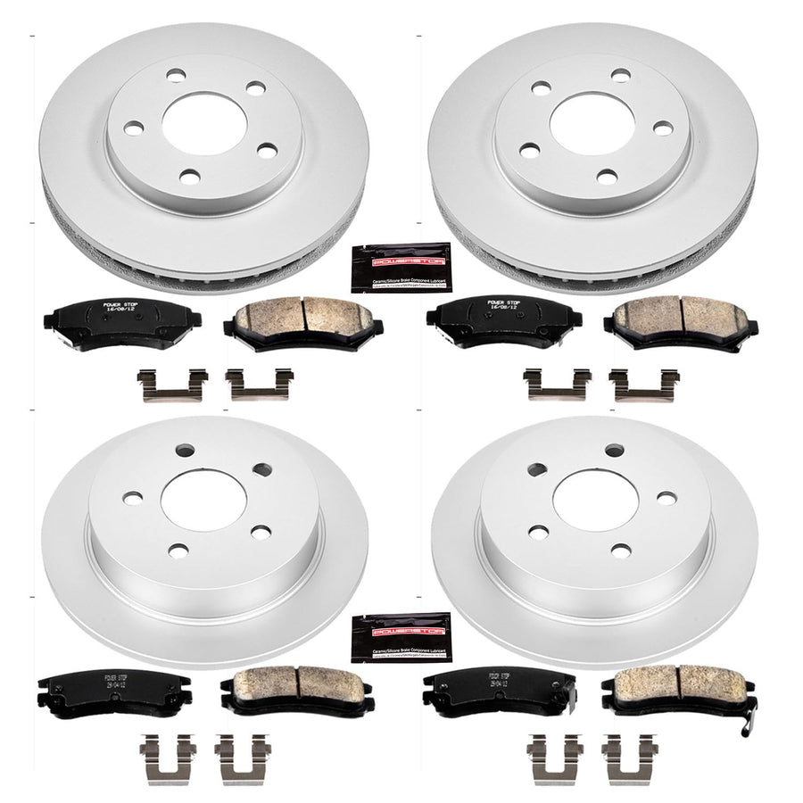 Power Stop Coated Brake Rotor & Ceramic Brake Pads CRK2554- front & rear For Buick Century, Buick Regal, Oldsmobile Intrigue, Pontiac Grand Prix [Model Specific]