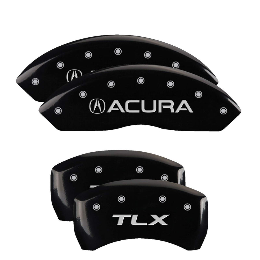 MGP Caliper Covers Black Powder Coat Finish 39018STLXBK Engraved Caliper Cover with Silver Characters, Set of 4 "Acura/TLX"