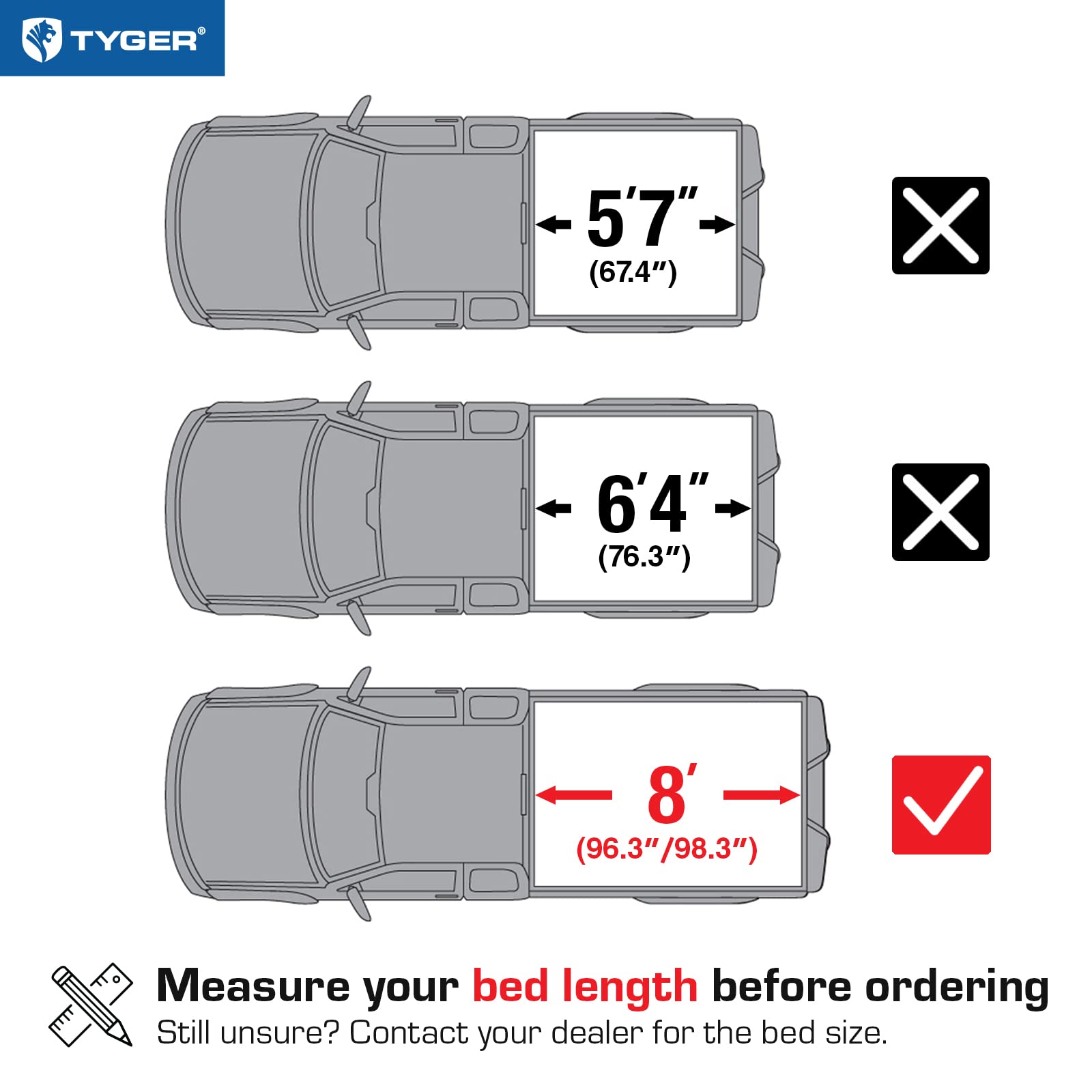 Tyger Auto T1 Soft Roll-up Tonneau Cover Truck Bed Compatible with 2002-2018 Dodge Ram 1500; 2003-2025 2500 3500; 2019-2025 Classic | 8' (96") Bed | TG-BC1D9015