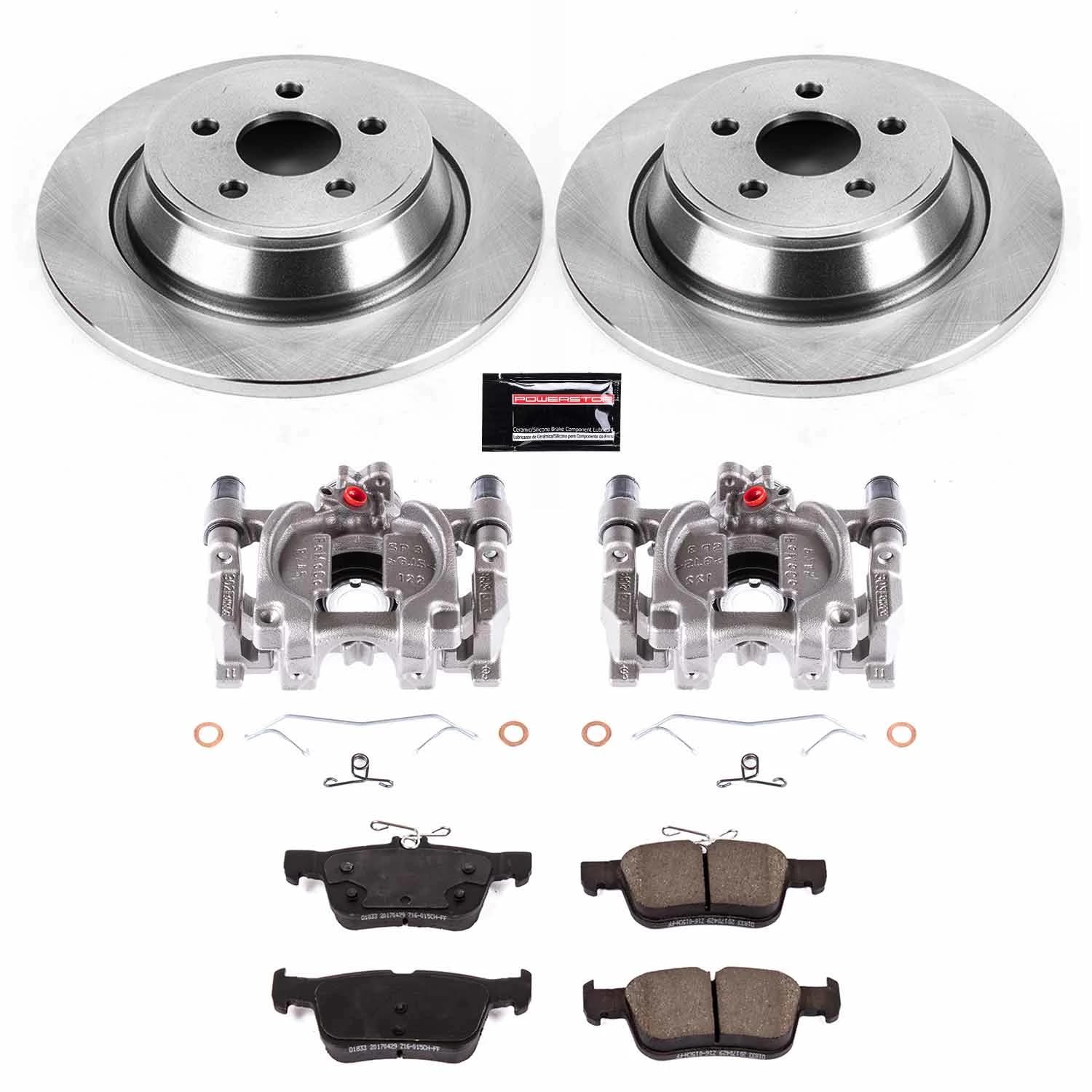 Power Stop KCOE7417 Rear Caliper Kit-OE Rotors, Ceramic Brake Pads, Calipers For Ford Fusion, Ford Police Responder Hybrid, Lincoln Continental [Model Specific] Autospecialty