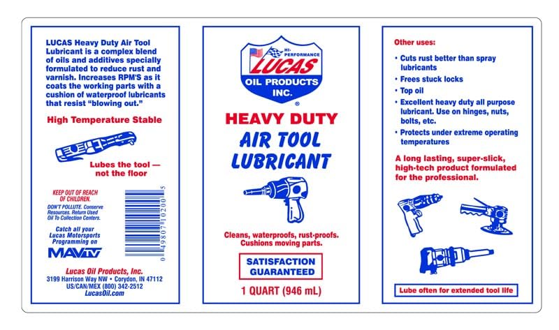 Air Tool Lubricant Lucas Oil 10200 - 1 Quart