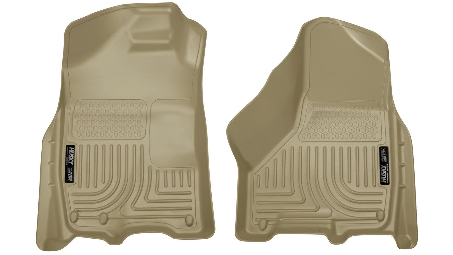 Husky Liners Floor Mats Weatherbeater | Fits 2019-2024 Ram 1500 (Classic Body), 2009-2018 Dodge Ram 1500, 2010-2018 Ram 2500, 3500 (Crew CAB ONLY/MEGA CAB ONLY) | Front Row, 2-pc Tan - 18003