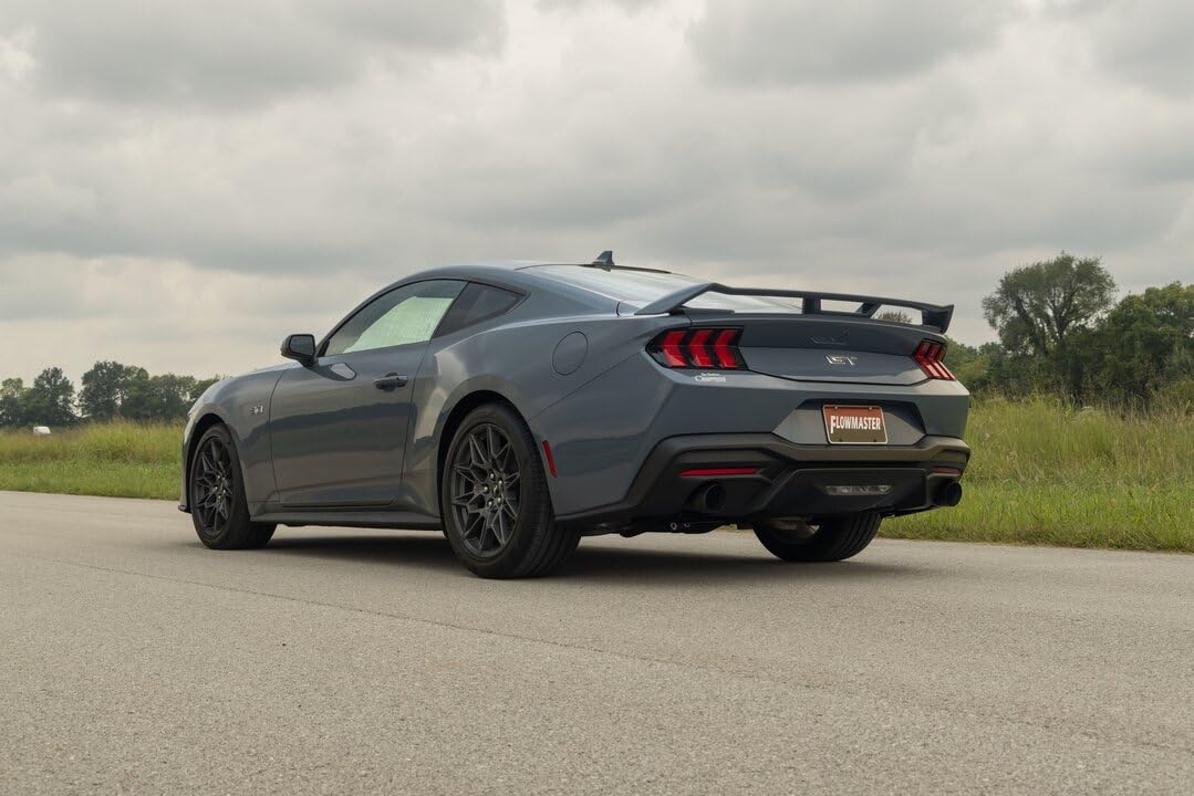Flowmaster Outlaw Series 818160 Axle-Back Exhaust Kit 3 Inch 409 Stainless Steel with 4 Inch Black Quad Tips without Valves Compatible with 2024 Ford Mustang GT 5.0L Coyote and 2.3L EcoBoost