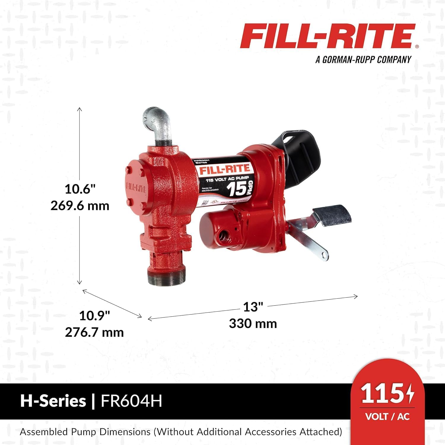 Fill-Rite 115V FR604H 15 GPM Fuel Transfer Pump (Pump Only) | Gasoline, Diesel, Kerosene, Ethanol & Methanol Blends & Biodiesel