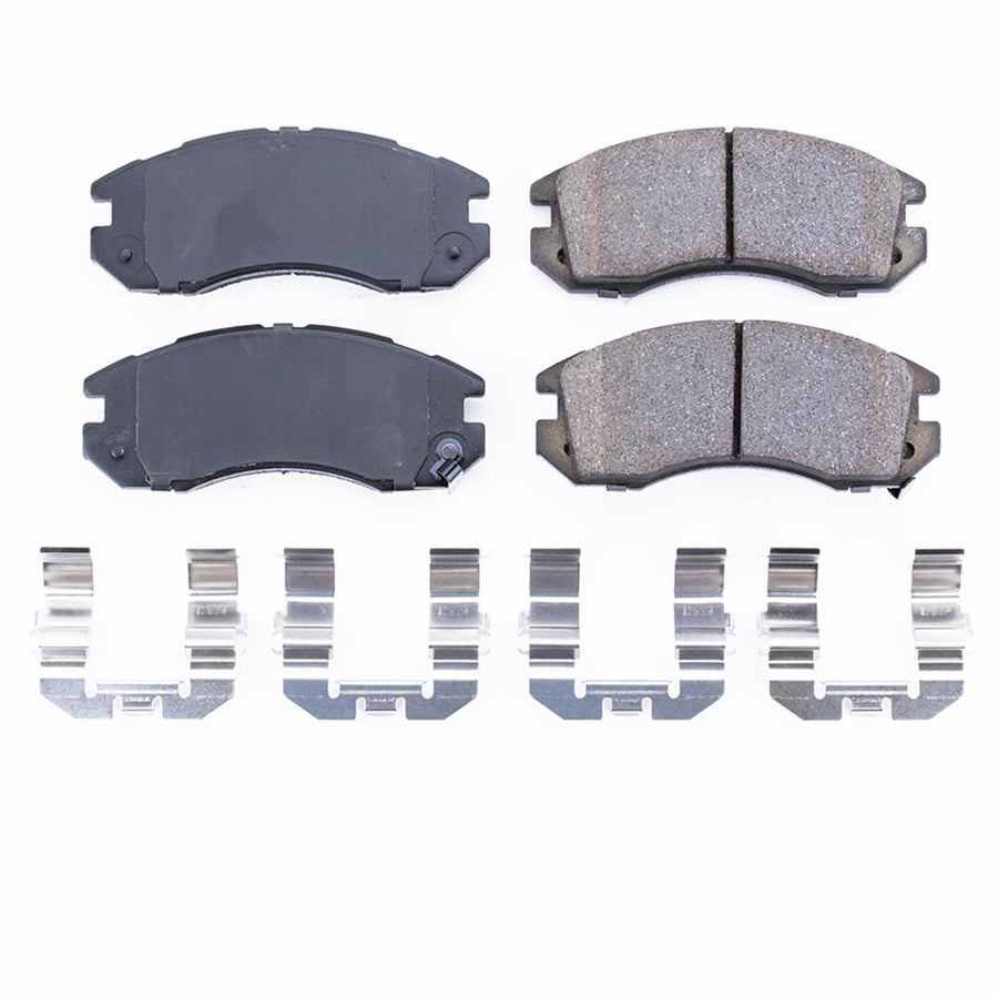 Power Stop Front Brake Kit For 1993-96 Subaru Impreza | 1990-96 Subaru Legacy - Ceramic Brake Pads With Installation Hardware, 17-470