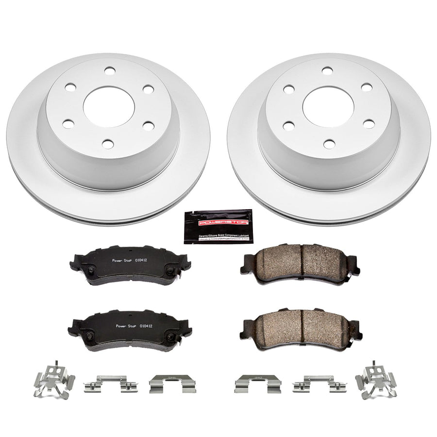 Power Stop Coated CRK2018 Brake Rotor & Ceramic Brake Pads- rear