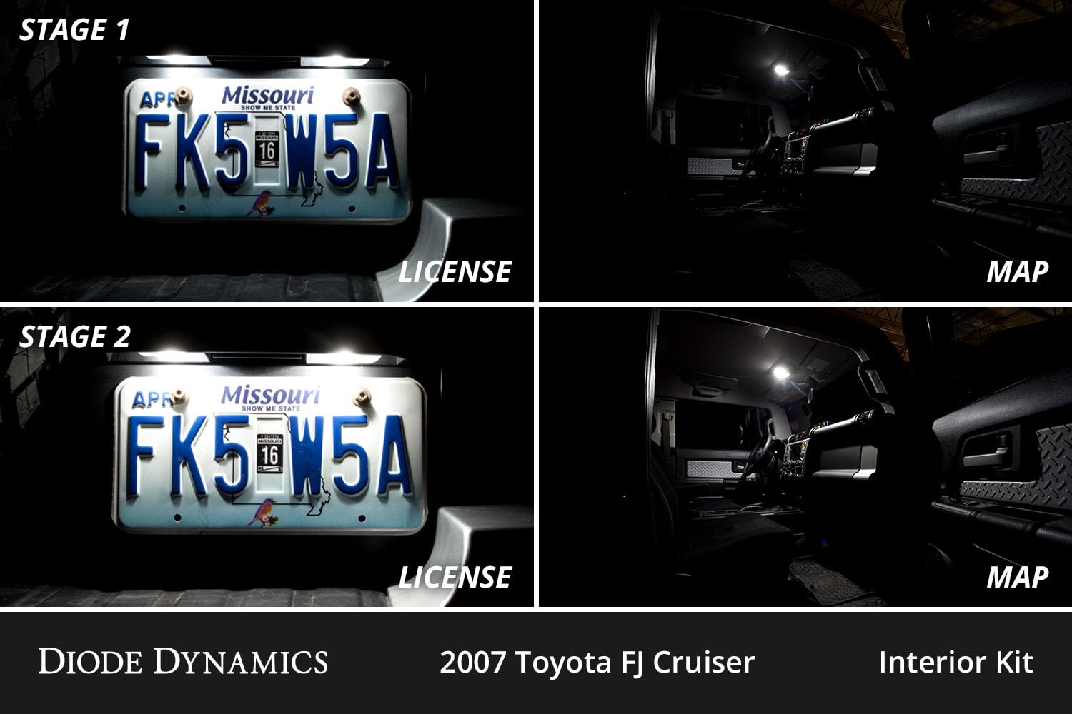 Diode Dynamics interior bulb pack LED compatible with Toyota FJ Cruiser 2007-2014, Stage 1