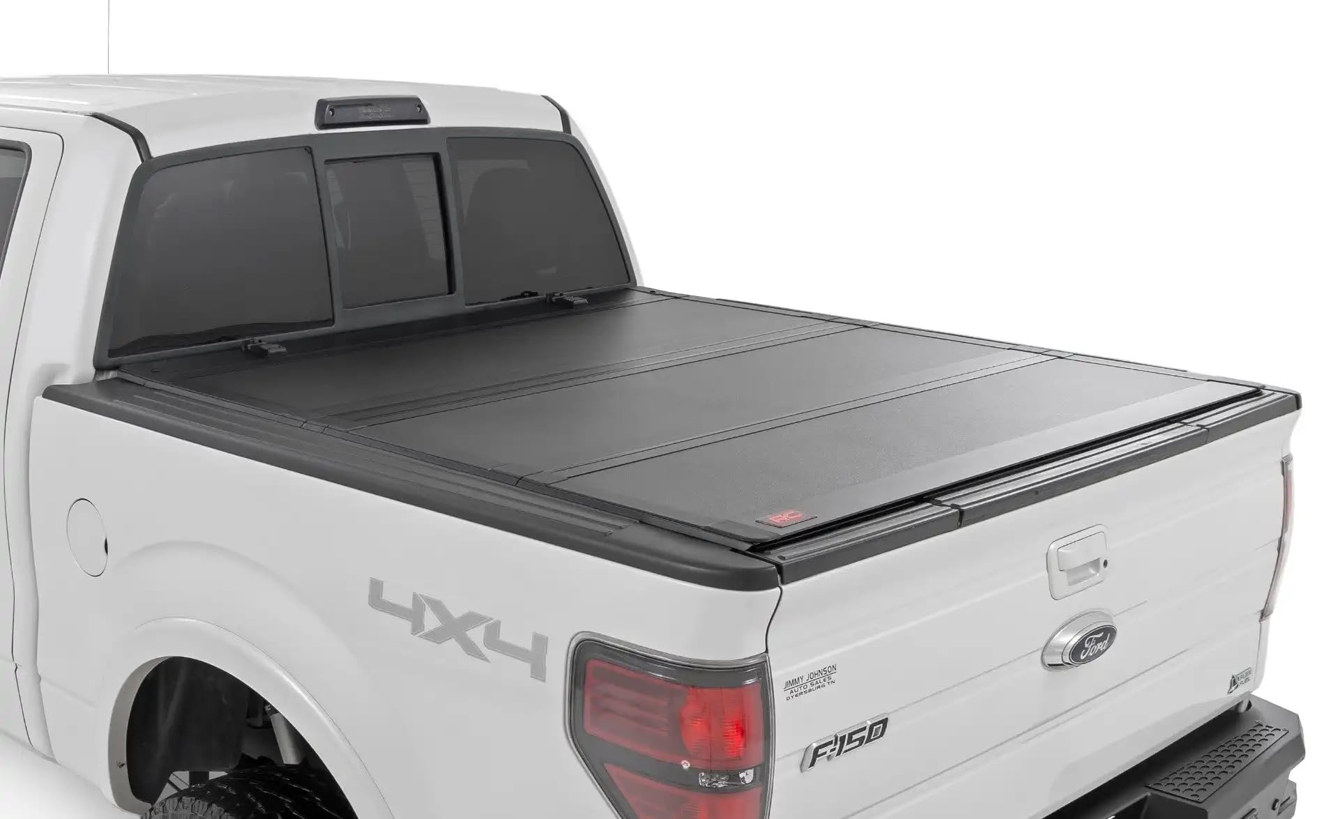 Rough Country Hard Tri-Fold Truck Bed Flip Up Tonneau Cover for Ford F-150 (2004-2014) - Fits 6'7" (78.8") Bed, All-Weather, Flush Aluminum Panels
