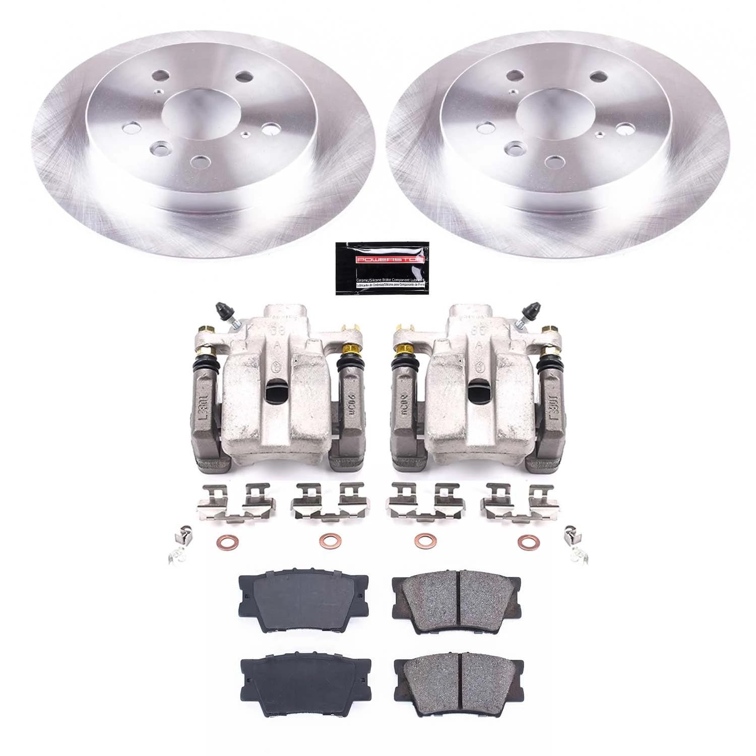 Power Stop KCOE7905 Rear Caliper Kit-Autospecialty Replacement Rotors, Ceramic Brake Pads, Calipers