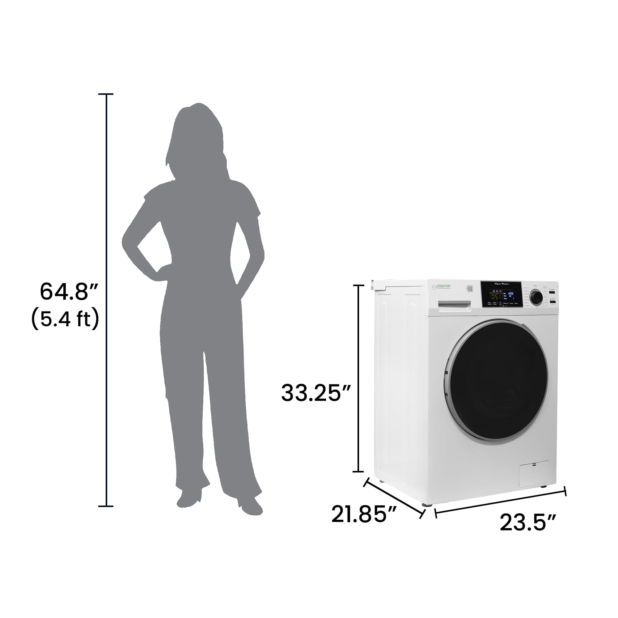Equator 1.6cf/15lbs Compact Washer PET CYCLE 15 Programs 110V (White)