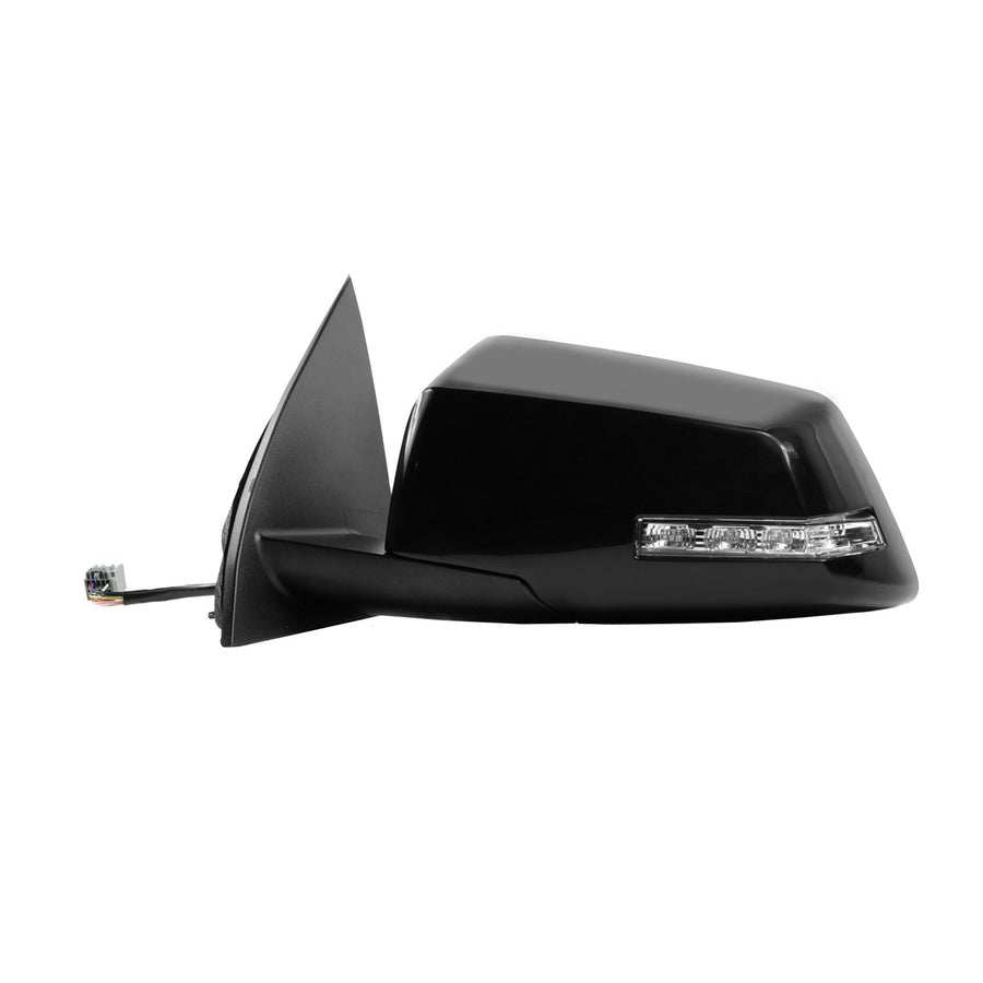 Driver Side Fit Mirror for Chevrolet Traverse, GMC Acadia, Textured Black w/PTM Cover, w/Turn Signal, Integrated spot Mirror, Foldaway, w/o Memory, w/o auto dimming, Heated Power