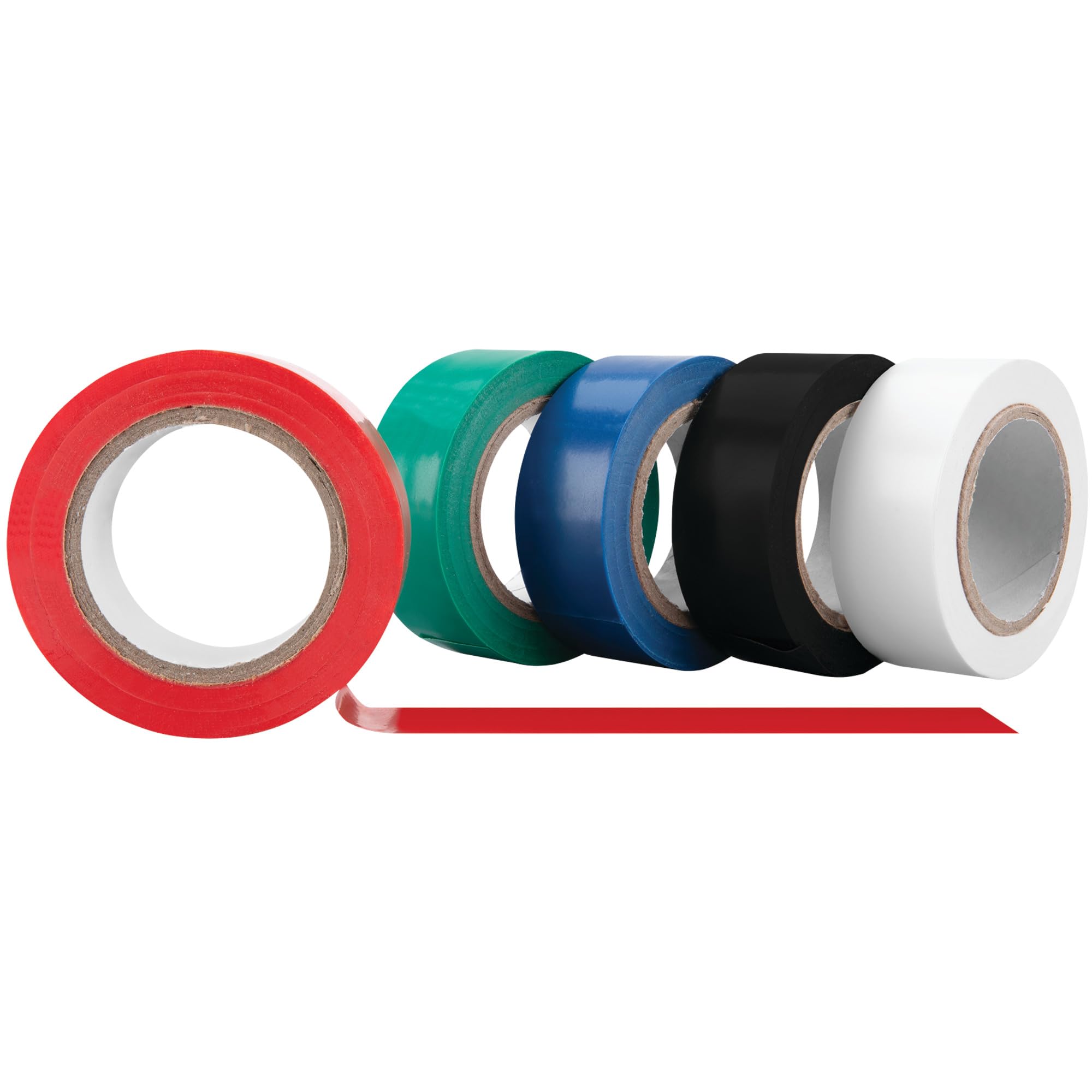 Electrical Tape Set Performance Tool 1135 - Red, Green, Blue, Black and White Electrical Tape, 5 Pack