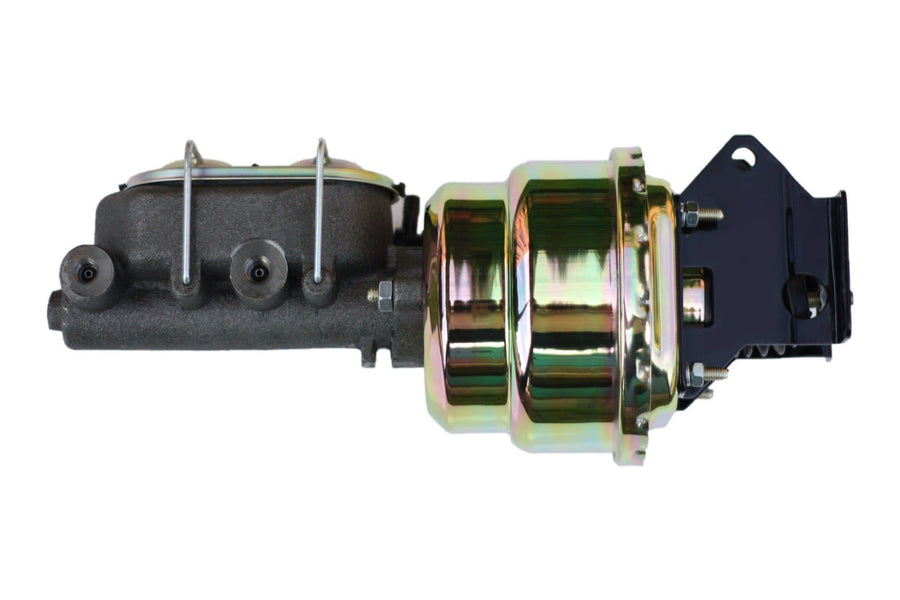 7 Inch LEED BRAKES Dual Power Booster, 1 Inch Bore Master With Adjustable Combo Valve (Zinc)