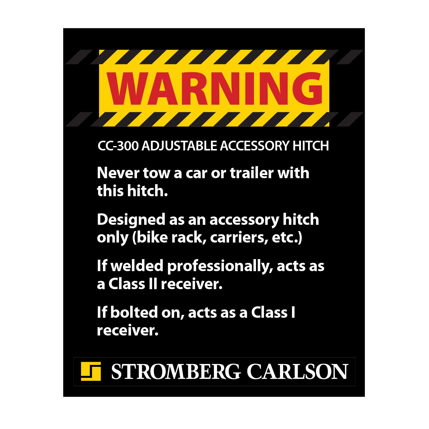 Stromberg Carlson Adjustable CC-300 Accessory Hitch - Hitch Receiver for Bike Rack and Carriers, Ideal for Back of Camper, Travel Trailer & RV, Camper Trailer Hitch, Adjustable Truck Hitch, Black