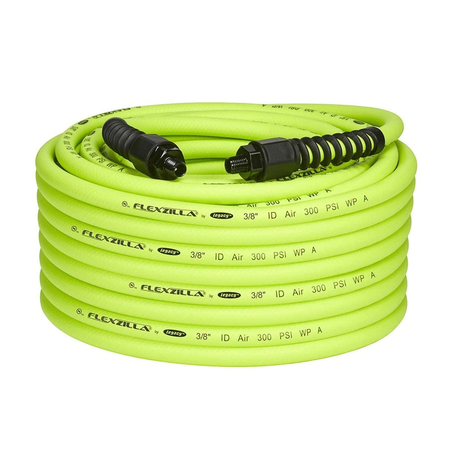 Flexzilla Pro Air Hose, 100 ft. x 3/8 in., Heavy Duty, Lightweight, Hybrid, ZillaGreen - HFZP38100YW2