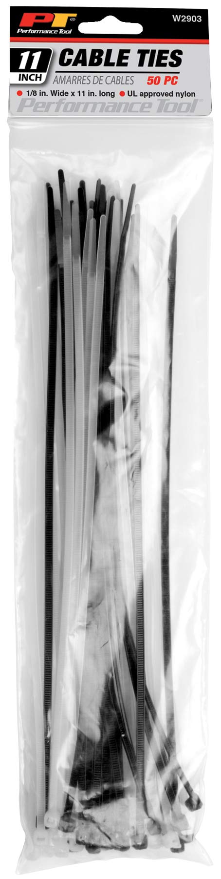 W2903 Performance Tool 50pc 11" Black Cable Tie