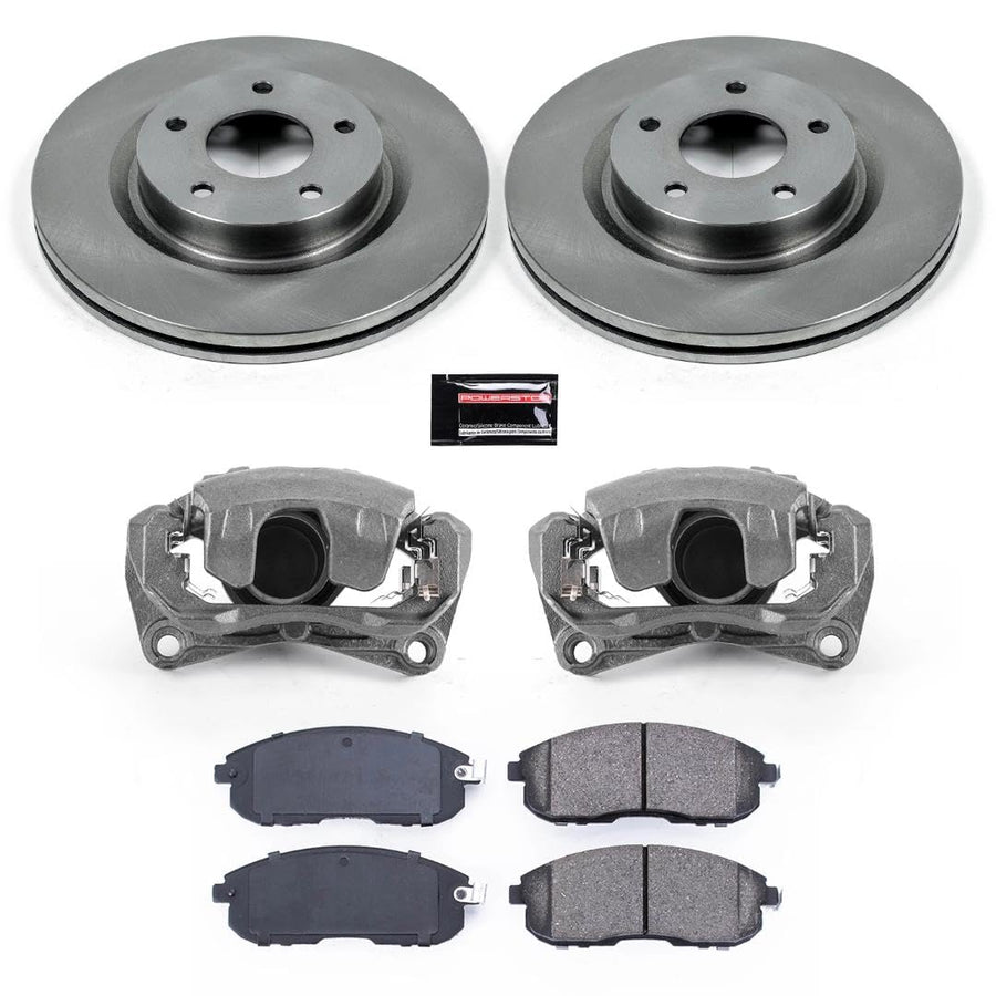 Power Stop KCOE241 Replacement Autospeciality Front Caliper Kit- OE Rotors, Ceramic Brake Pads, Calipers For Nissan Altima 2007-2010 [Model Specific]
