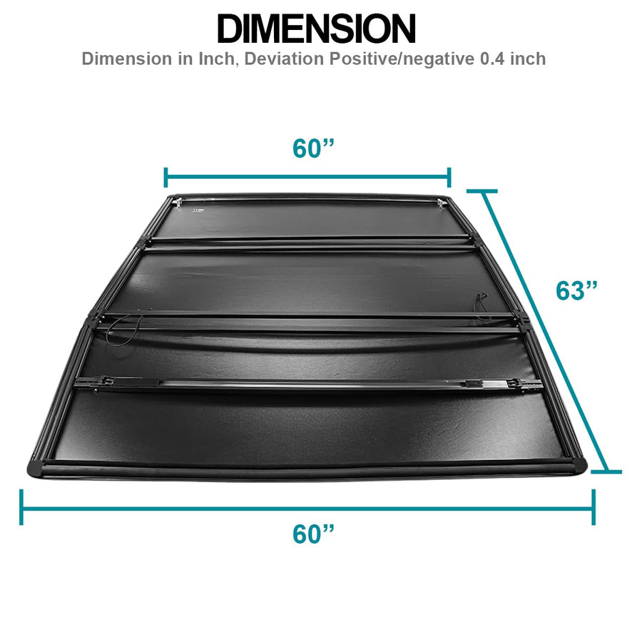 Soft Tri-Fold Vinyl Tonneau Cover Spec-D Tuning Compatible with 2015-2019 Chevy Colorado, GMC Canyon Crew Cab 60" Short Bed