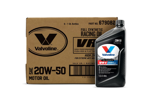 Synthetic Valvoline VR1 Racing SAE 20W-50 Motor Oil 1 QT, Case of 6