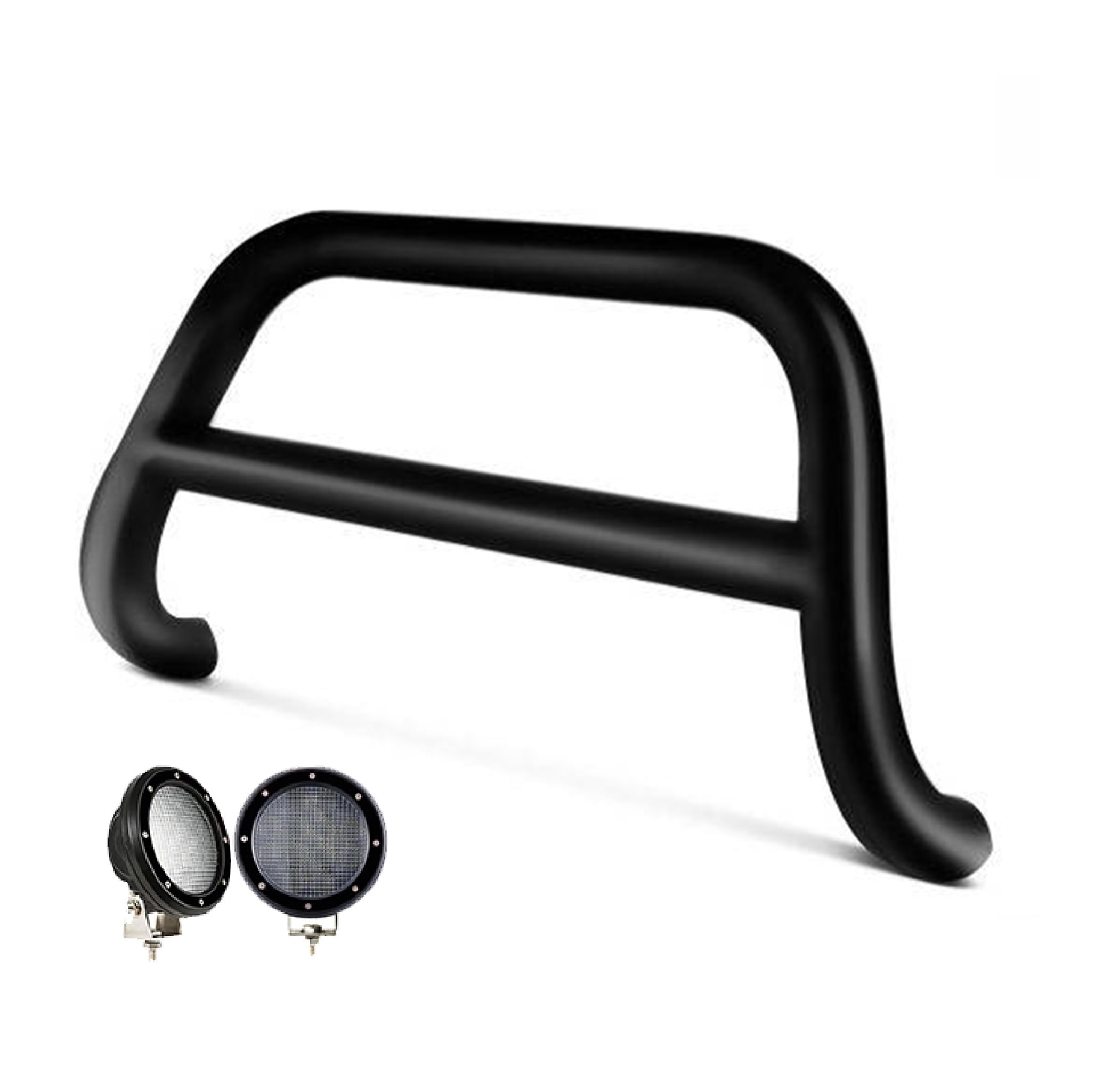 A Bar Black Incl. Pair of 5.3" Dia. LED Lights, Black Compatible with 02-09 Chevrolet Trailblazer|02-09 GMC Envoy|03-09 Isuzu Ascender|02-04 Oldsmobile Bravada|04-07 Buick Rainier