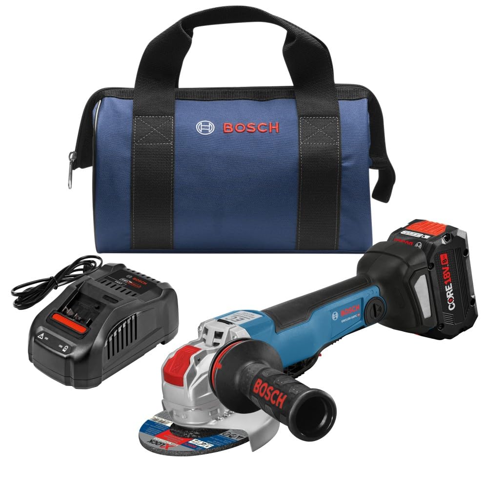 Bosch 18V GWX18V-50PCB14 X-LOCK Brushless Connected-Ready 4-1/2 In. – 5 In. Angle Grinder with No Lock-On Paddle Switch Kit and (1) CORE18V® 8 Ah High Power Battery