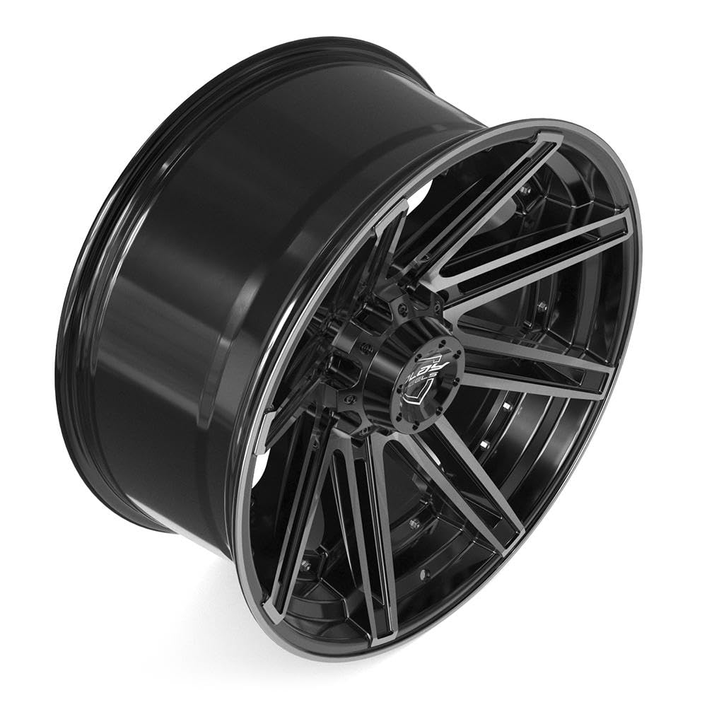 4PLAY 22 Inch Wheels 4P08 Rim Fits 8x180 Gloss Black Brushed with Tinted Clear (1)