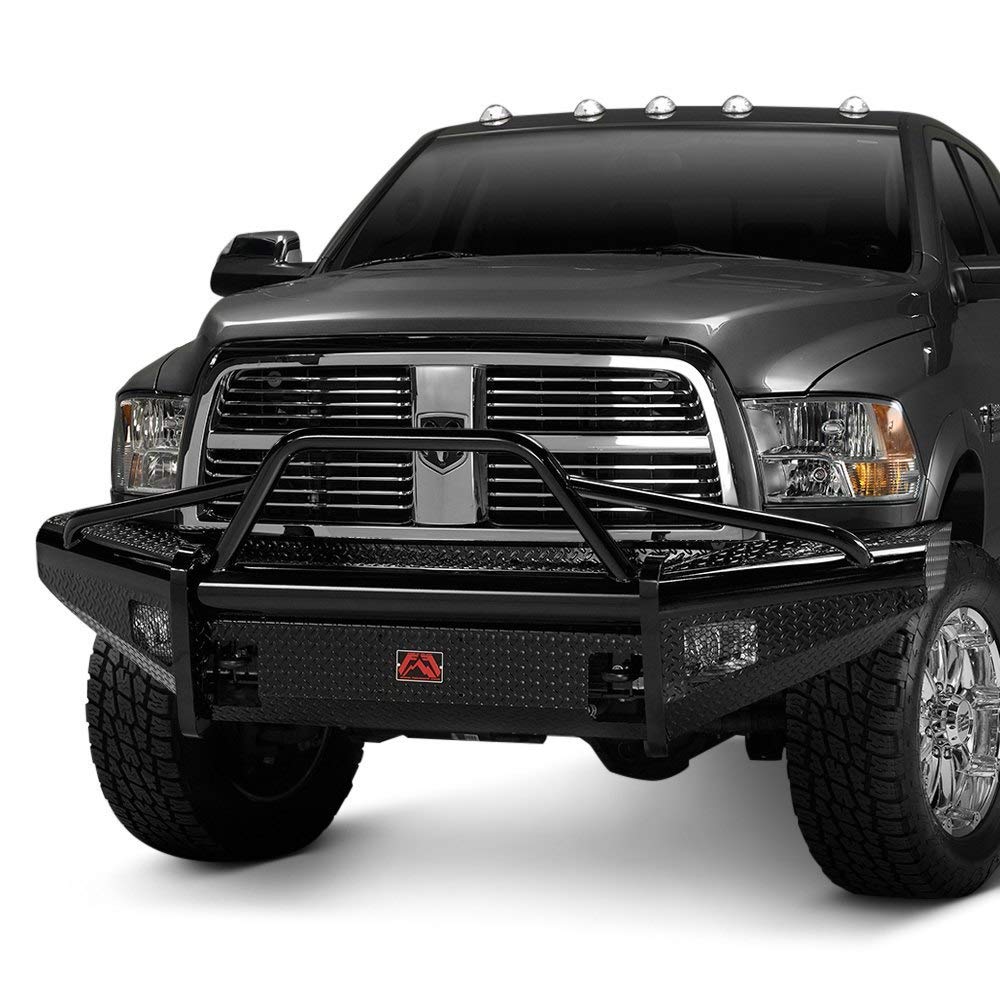 Black Steel Front Ranch Bumper Fab Fours DR03-S1062-1 2 Stage Black Powder Coated w/Pre-Runner Grill Guard Incl. Light Cut-Outs