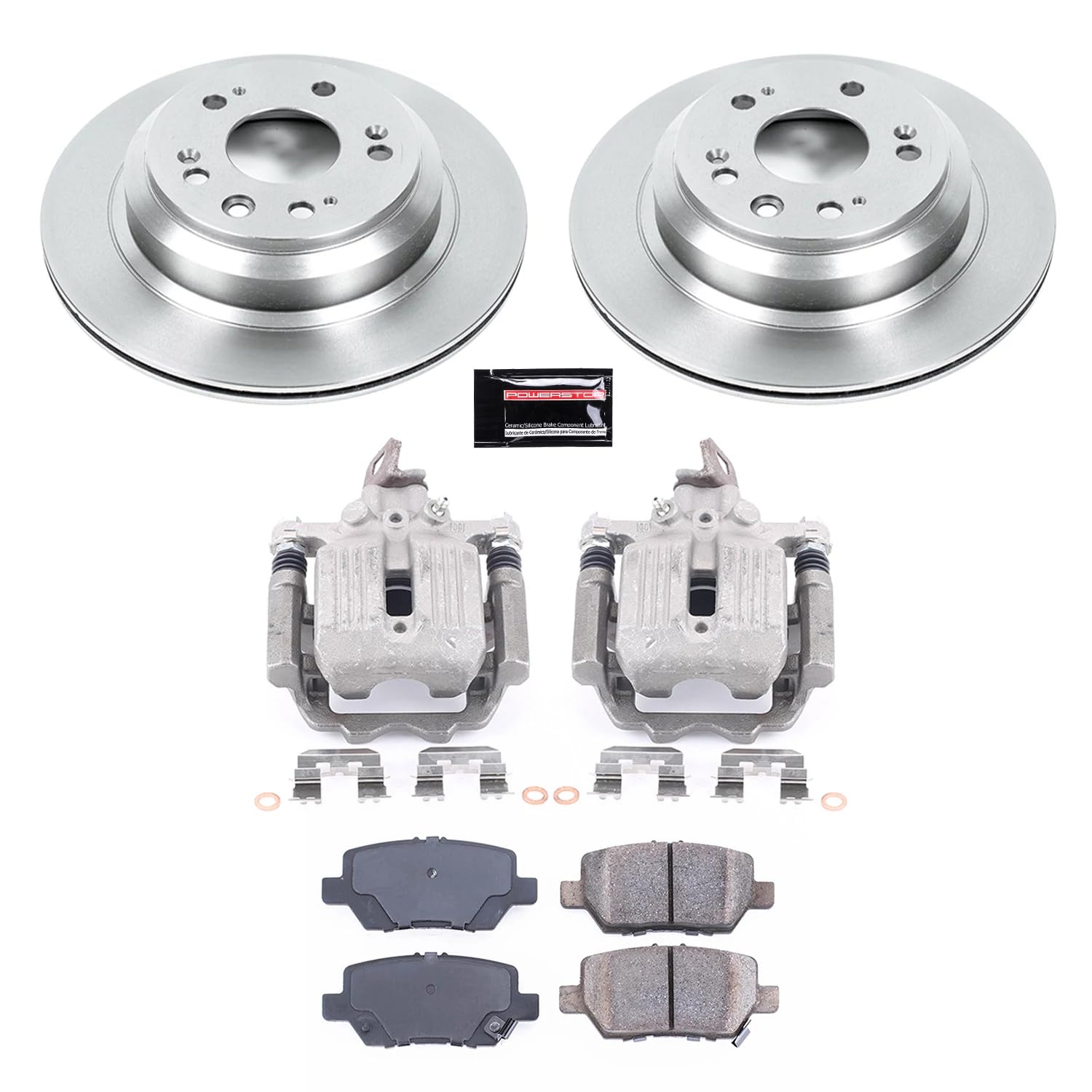 Power Stop KCOE4605 Replacement Autospeciality Rear Caliper Kit- OE Rotors, Ceramic Brake Pads, Calipers For Acura RL 2005-2012 [Model Specific]