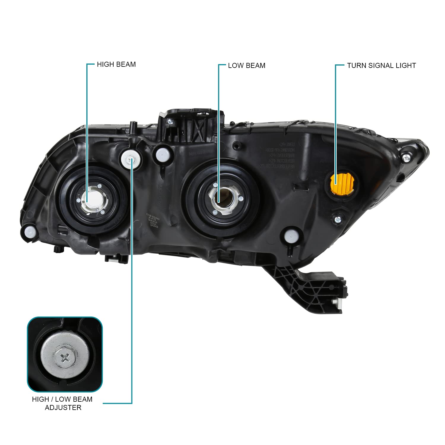 SPEC-D TUNING Black Right Passenger Side Headlight Compatible with 2012-2015 Honda Civic Sedan, 2012-2013 Civic Coupe Head Light Lamp Assembly