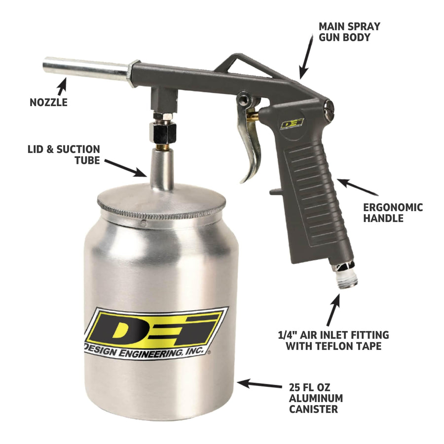 ATAC™ Spray Gun Design Engineering for Undercoating & Thermal Acoustic Treatments | Die-Cast Aluminum Body - 25 oz Suction Feed Canister - Standard Nozzle | Ideal for ATAC™ & Similar Coatings