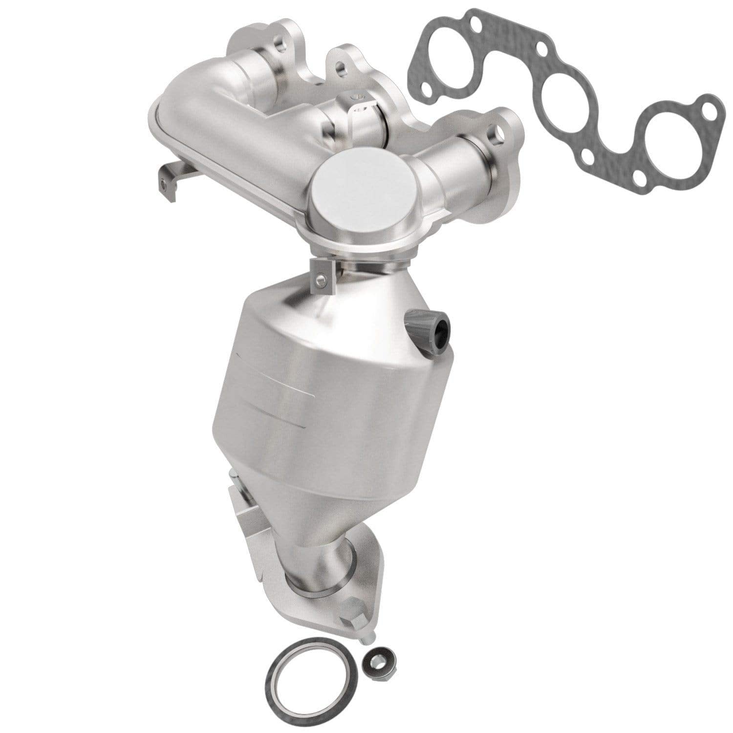 MagnaFlow Catalytic Converter Manifold California Grade CARB Compliant 452015 - Stainless Steel 2in Main Piping, 13.8in Overall Length, Pre-Converter O2 Sensor - Import Vehicle CA Legal Replacement