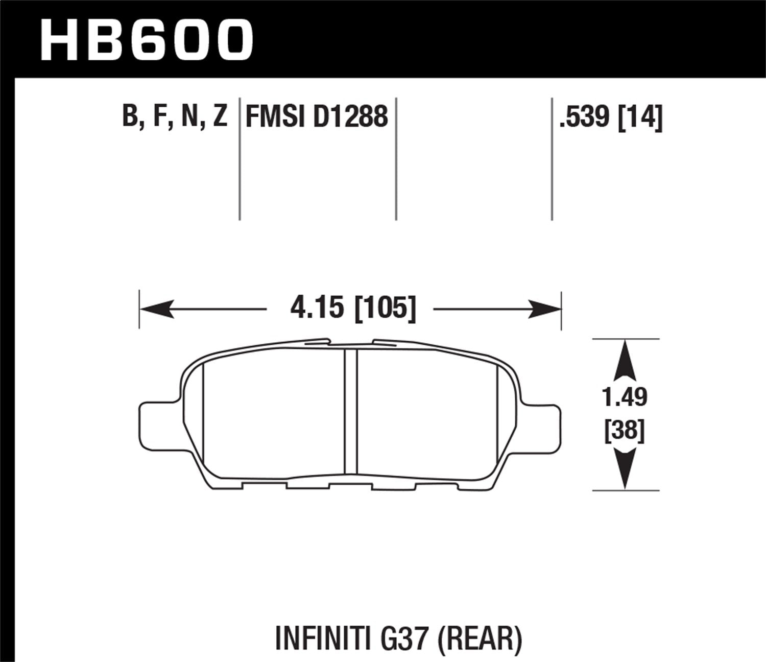 HPS Performance Hawk HB600F.539 Ceramic Brake Pad