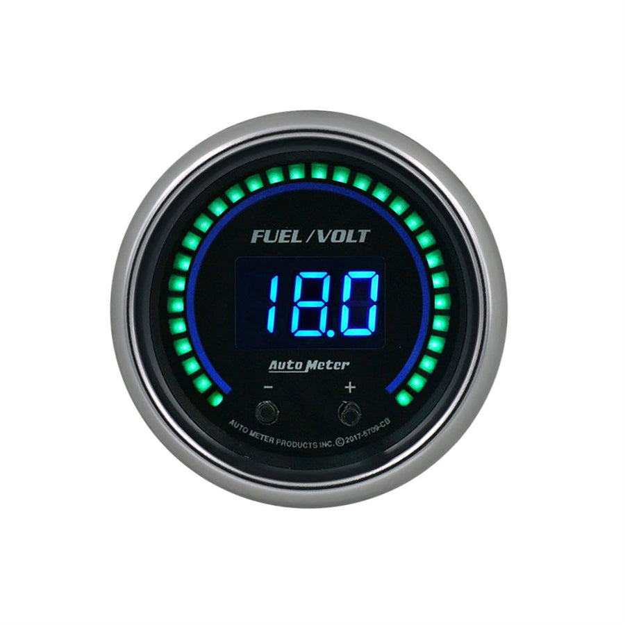 Gauge AutoMeter 6709-CB, Fuel/Volt, 2 1/16" Two Channel, Selectable, Cobalt Elite Digital