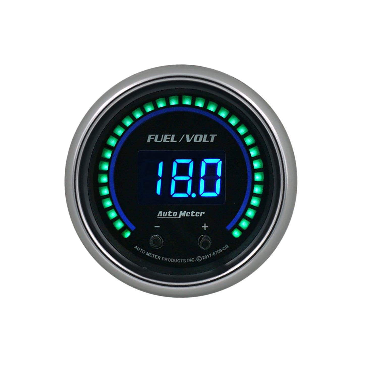 Gauge AutoMeter 6709-CB, Fuel/Volt, 2 1/16" Two Channel, Selectable, Cobalt Elite Digital