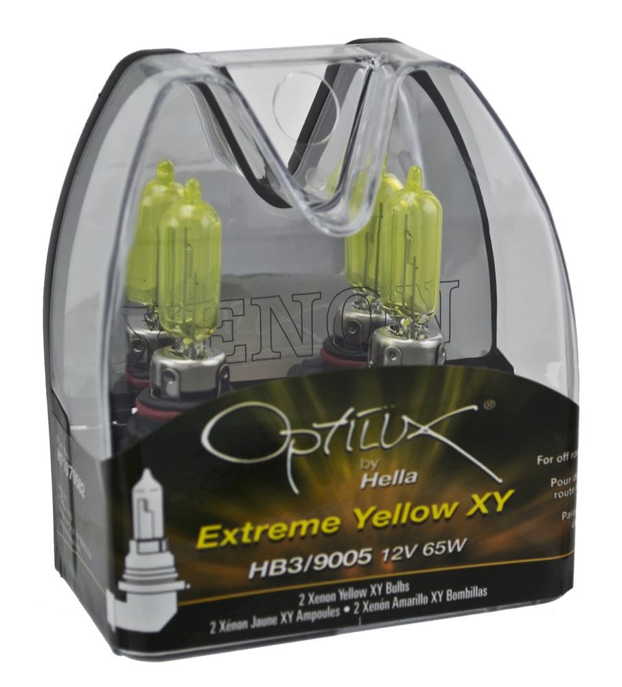Hella H71070582 HB3 9005 Optilux XY Series Xenon Yellow Halogen Bulbs, 12V, 65W, 2 Pack