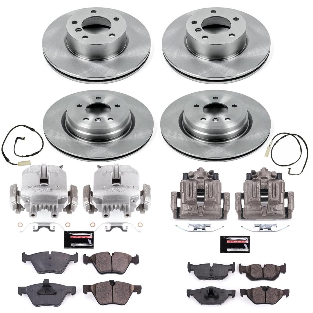 Power Stop KCOE2890 Front and Rear Replacement Brake Caliper Kit- Brake Rotor, Brake Pads & Calipers For BMW 325i 2006 [Model Specific]