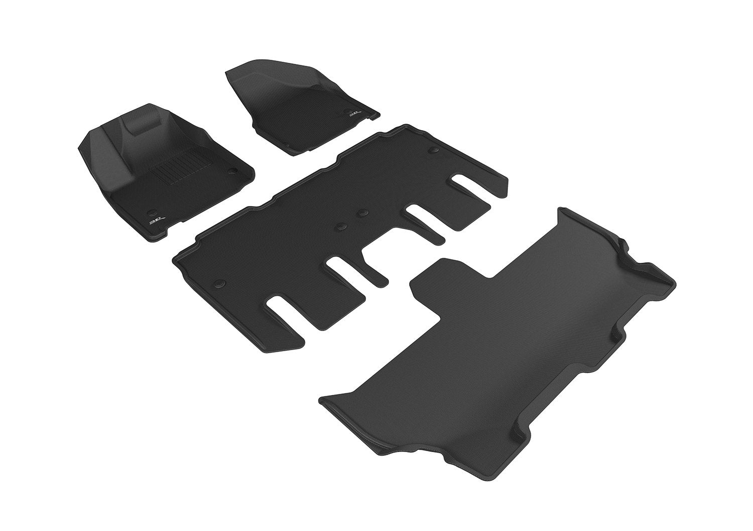 3D MAXpider Kagu Custom Fit Floor Mat (Black) Compatible with Chrysler Pacifica Touring 2017-2026 (Gasoline / 7-Seater / Bucket Seating) & Voyager 2020-2026 - Full Set