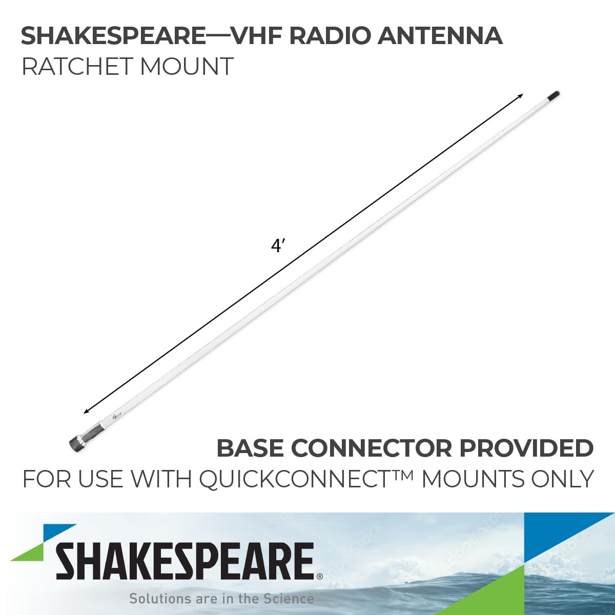 VHF Antenna QC 4' W/CHR Ferrule