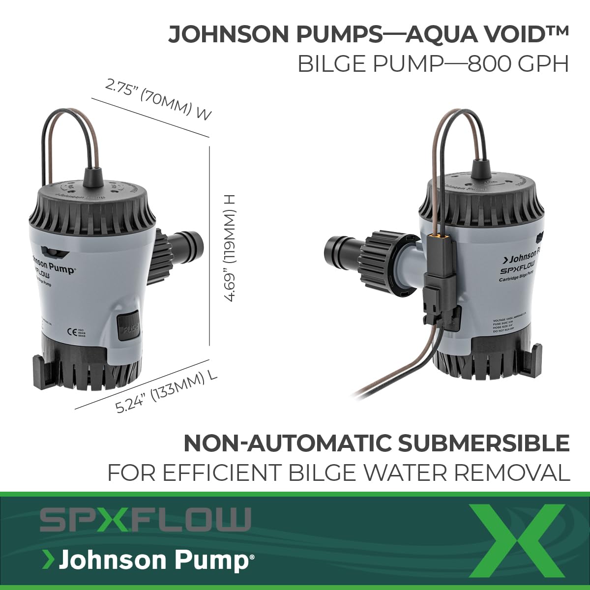 Aqua Void Bilge Pump Johnson Pump - 12V, 800 GPH