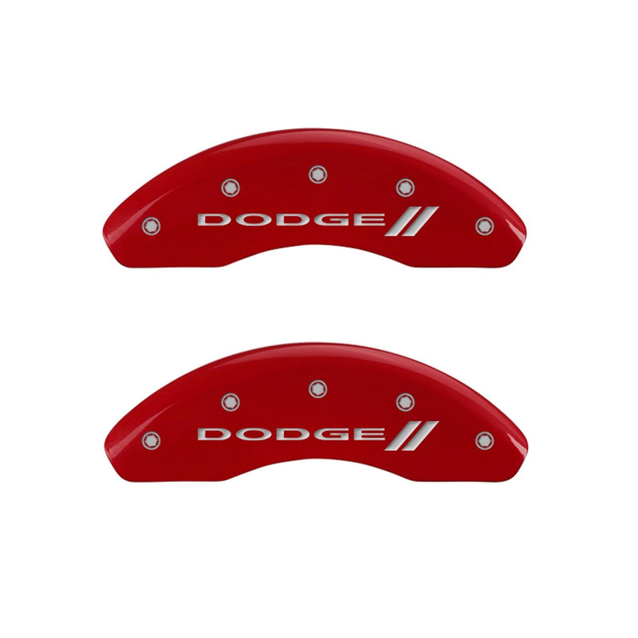 MGP Caliper Covers 'Dodge ll' 12135SDD3RD Engraved Caliper Cover with Red Powder Coat Finish and Silver Characters, (Set of 4)