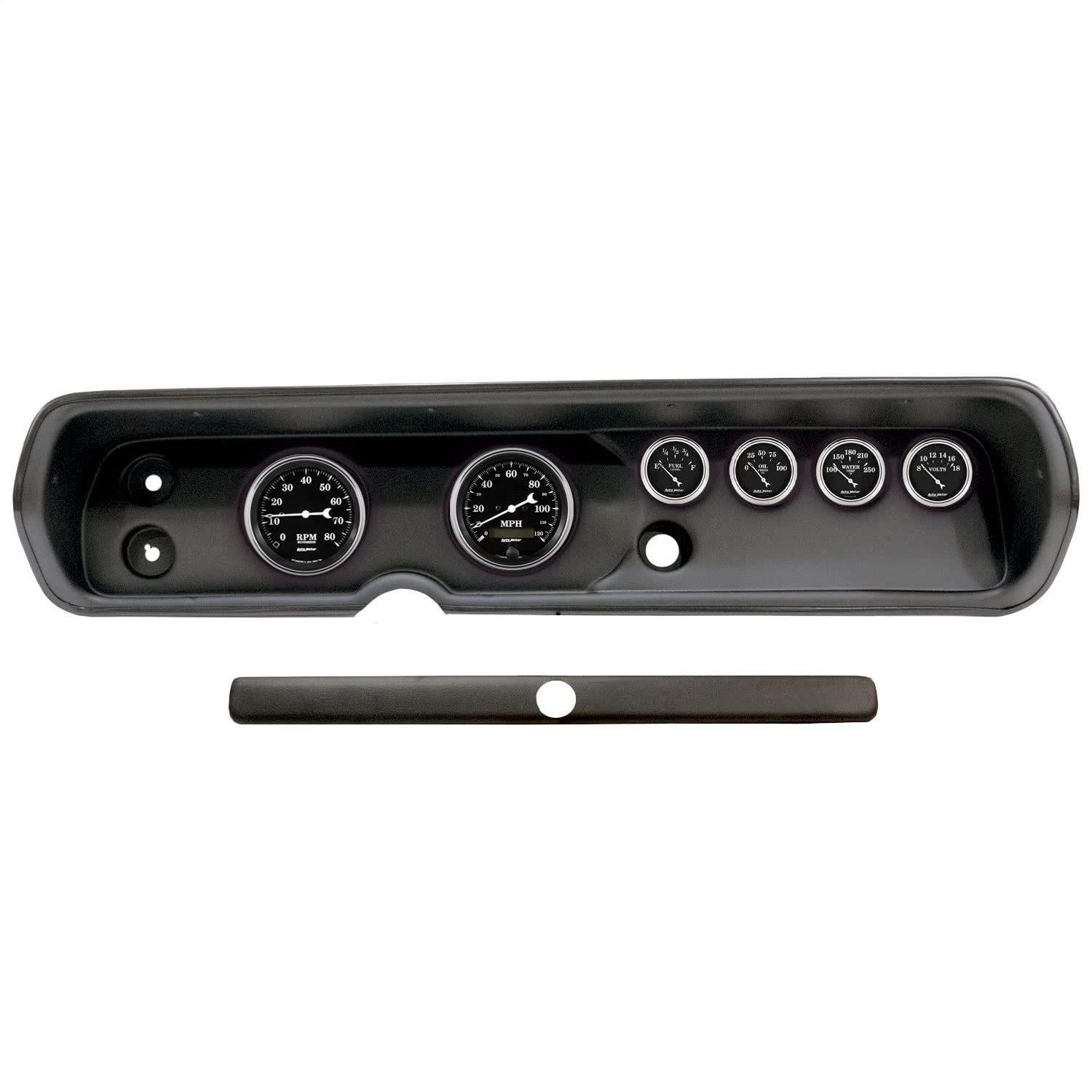 AutoMeter Dash Kit Direct Fit, (3 3/8" X2, 2 1/16" X4), Chevy Chevelle 64-65, Old TYME Black (2929-07)