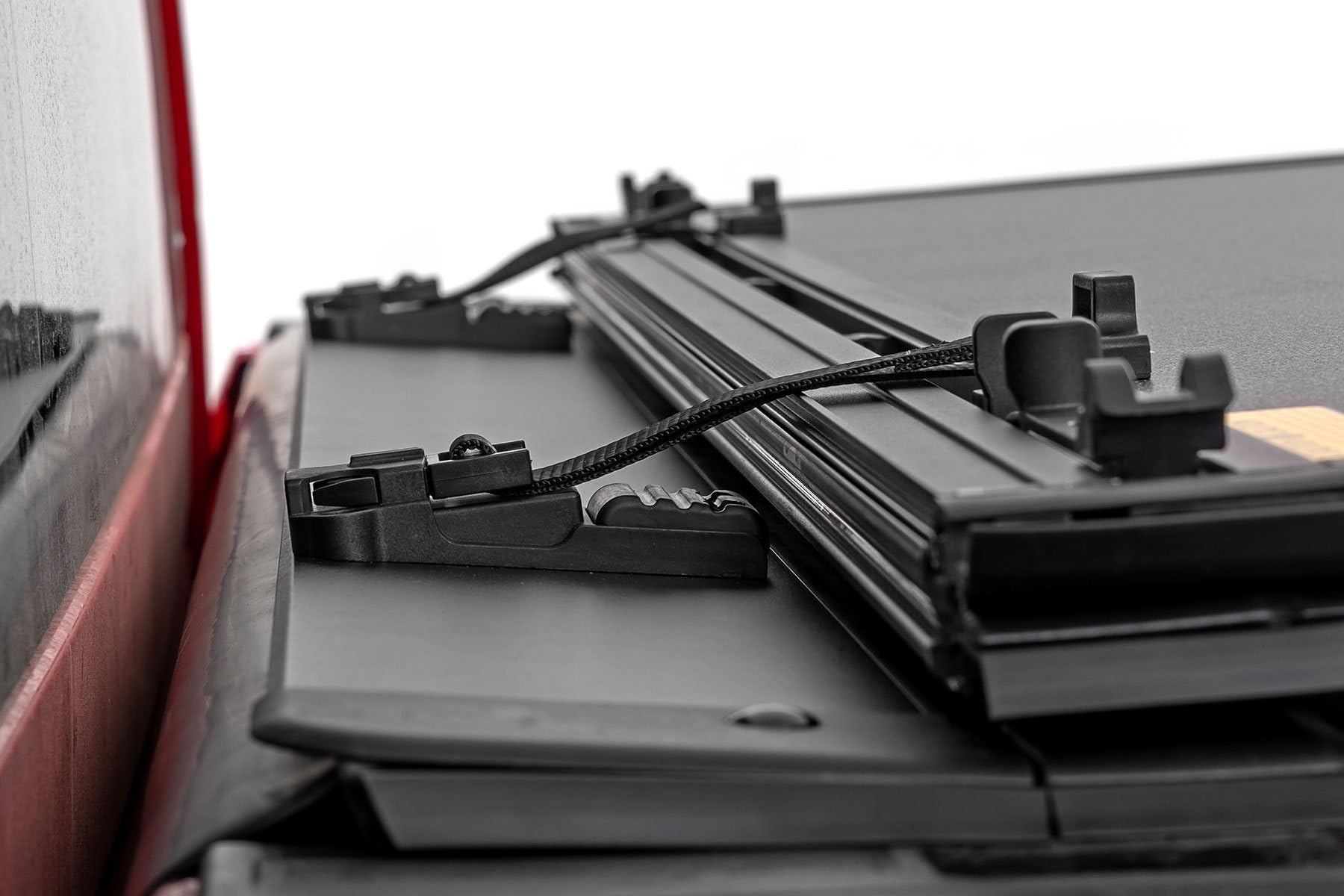 Rough Country Hard Tri-Fold Truck Bed Flip Up Tonneau Cover for Chevy Silverado & GMC Sierra 1500 (2019-2025) - Flush Aluminum Bed Cover, Fits 6'7 Bed