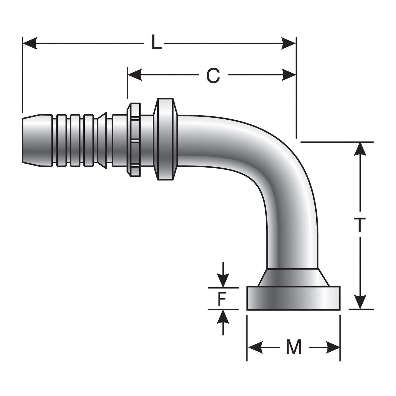 GlobalSpiral Couplings Gates 20GS-20FLH90M, Code 62 O-Ring Flange Heavy, Zinc Plated Carbon Steel, 6.50", 90° Bent Tube, 1 1/4" ID