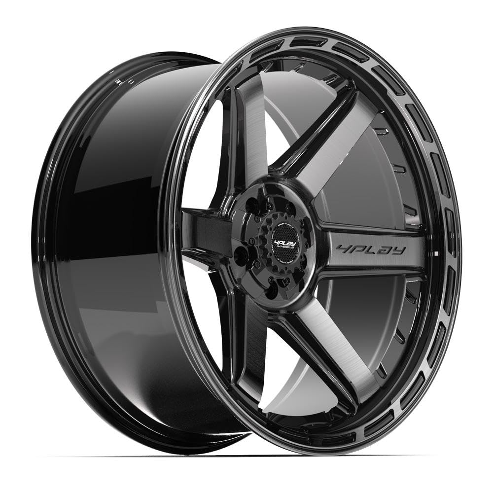22 Inch 4PLAY Wheels Rim 4P63 Fits 5x127 & 5x139.7 22x10 Gloss Black Brushed with Tinted Clear (1)
