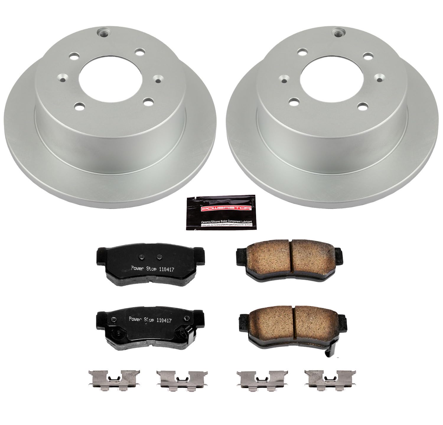 Power Stop Coated Brake Rotor CRK5212 & Ceramic Brake Pads- rear For Hyundai Sonata 1999-2005 | Kia Optima 2001-2006 [Vehicle Specific]