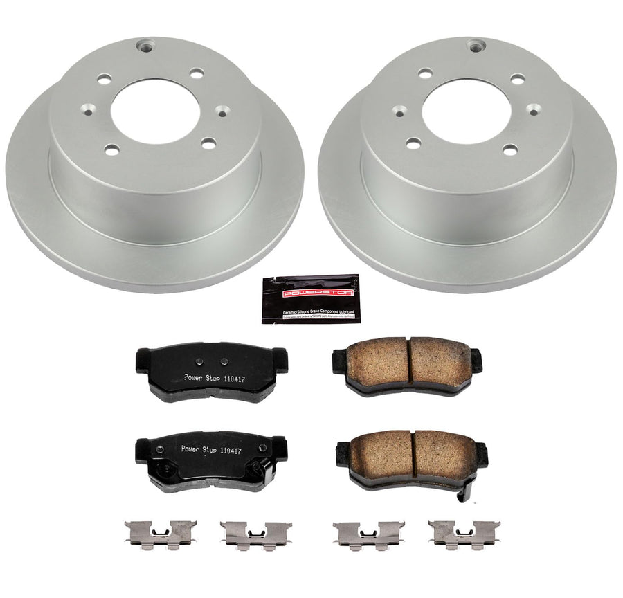 Power Stop Coated Brake Rotor CRK5212 & Ceramic Brake Pads- rear For Hyundai Sonata 1999-2005 | Kia Optima 2001-2006 [Vehicle Specific]
