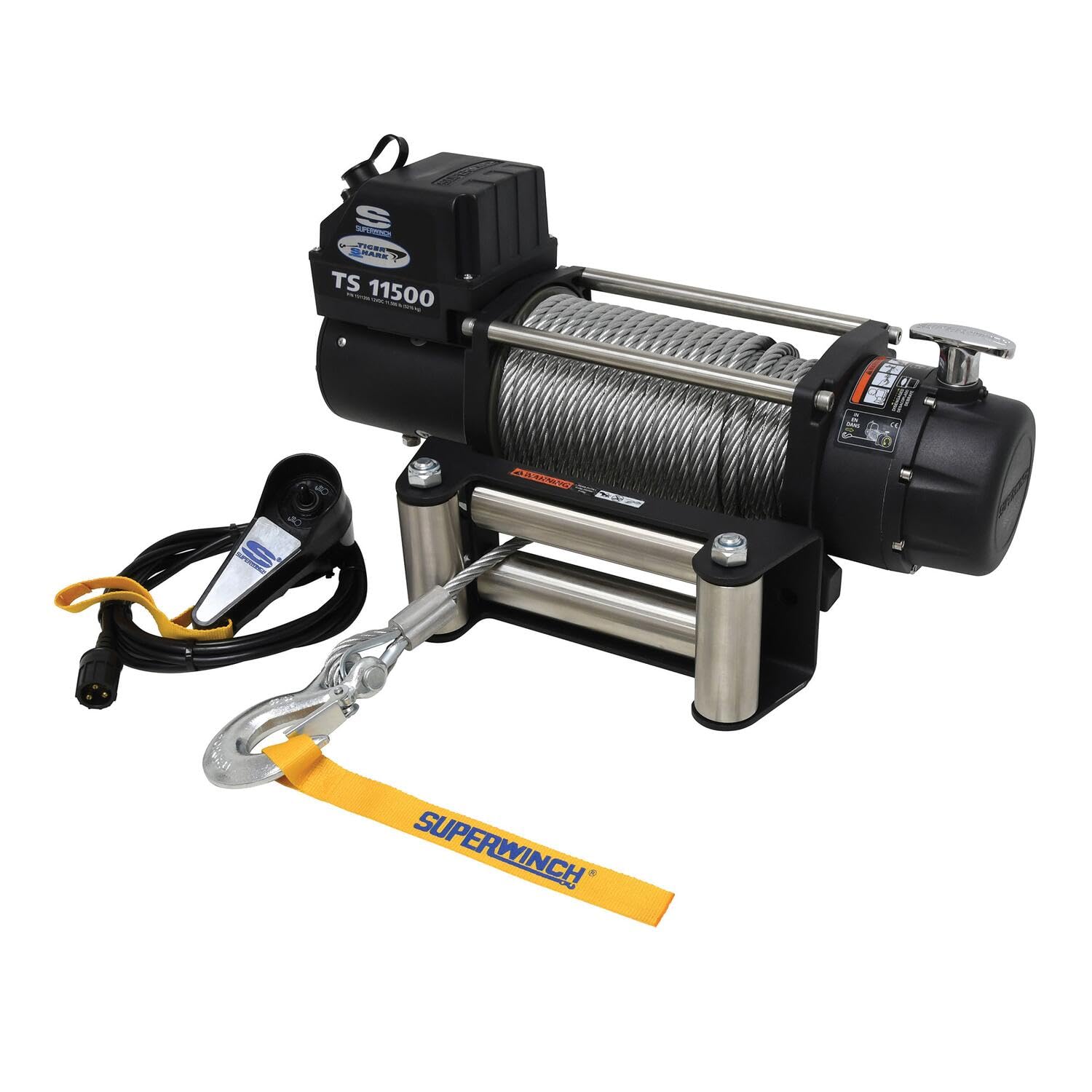 Tiger Shark Superwinch 1511200 11.5, 12 VDC winch, 11,500 lb/5,216 kg capacity with roller fairlead