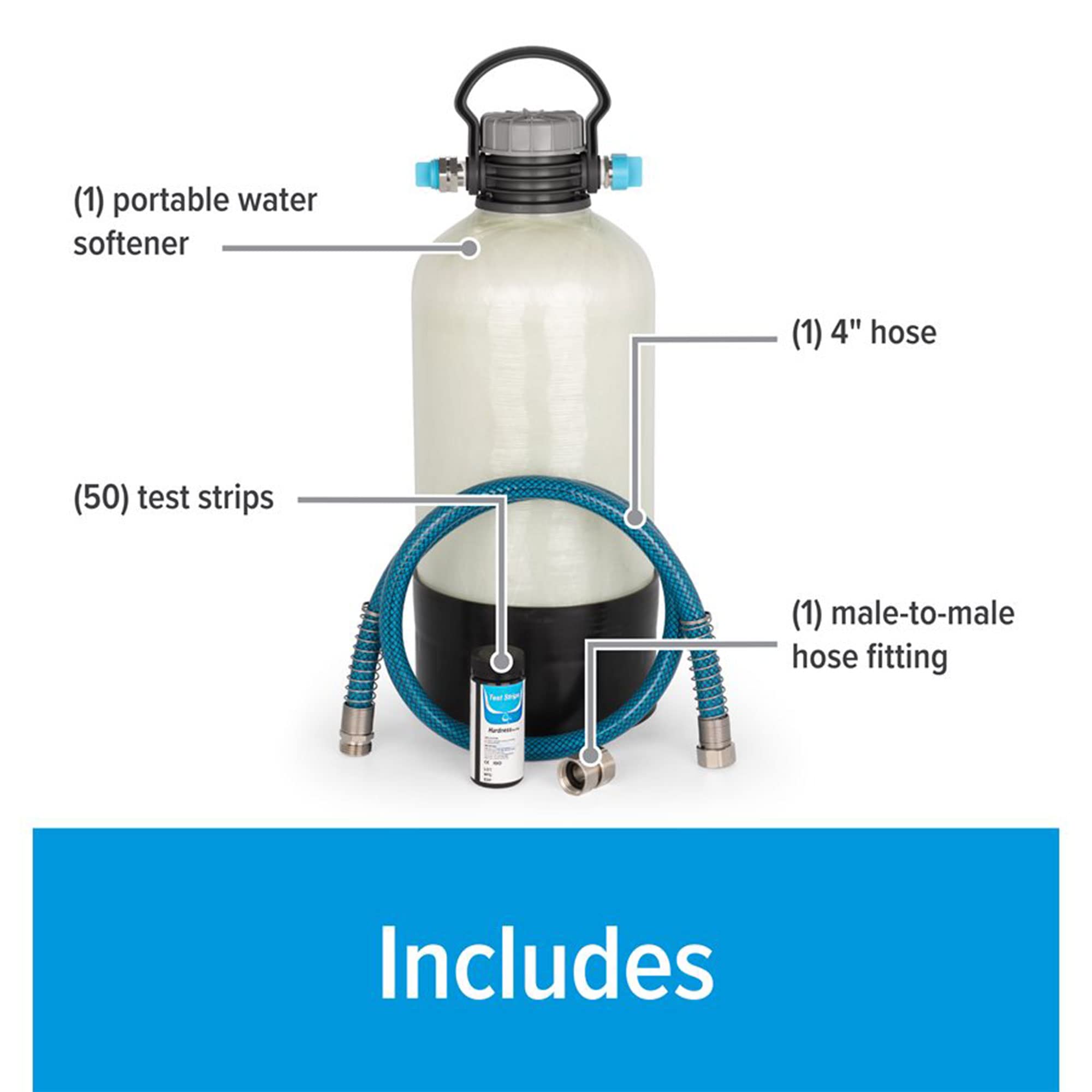 Camco Portable Water Softener TastePURE | Reduces The Hardness of Your RV or Boat's Water | Features a Compact Design (40655)